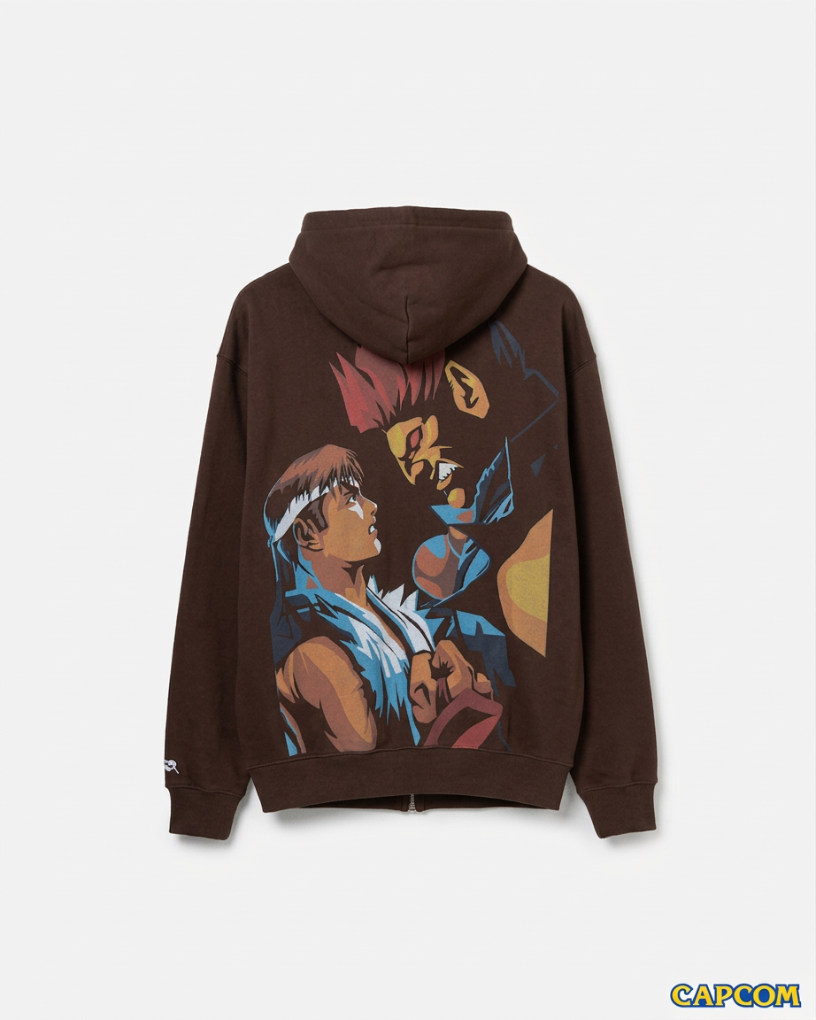 (PRE-ORDER) Street Fighter™ Zip Hoodie Ryu vs. Akuma (Brown)