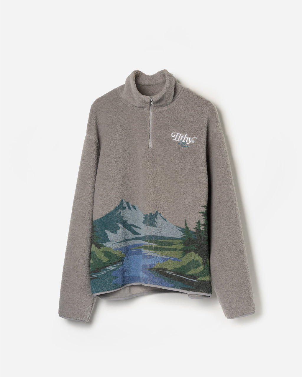 ILTHY® for Bob Ross Quarter Zip Sherpa Fleece (Gray)