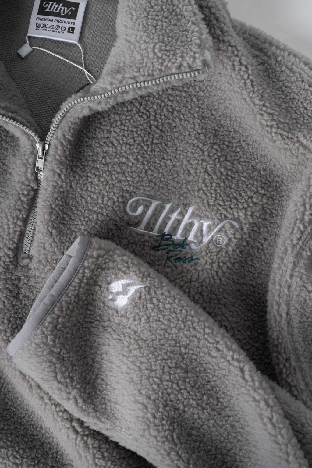 ILTHY® for Bob Ross Quarter Zip Sherpa Fleece (Gray)