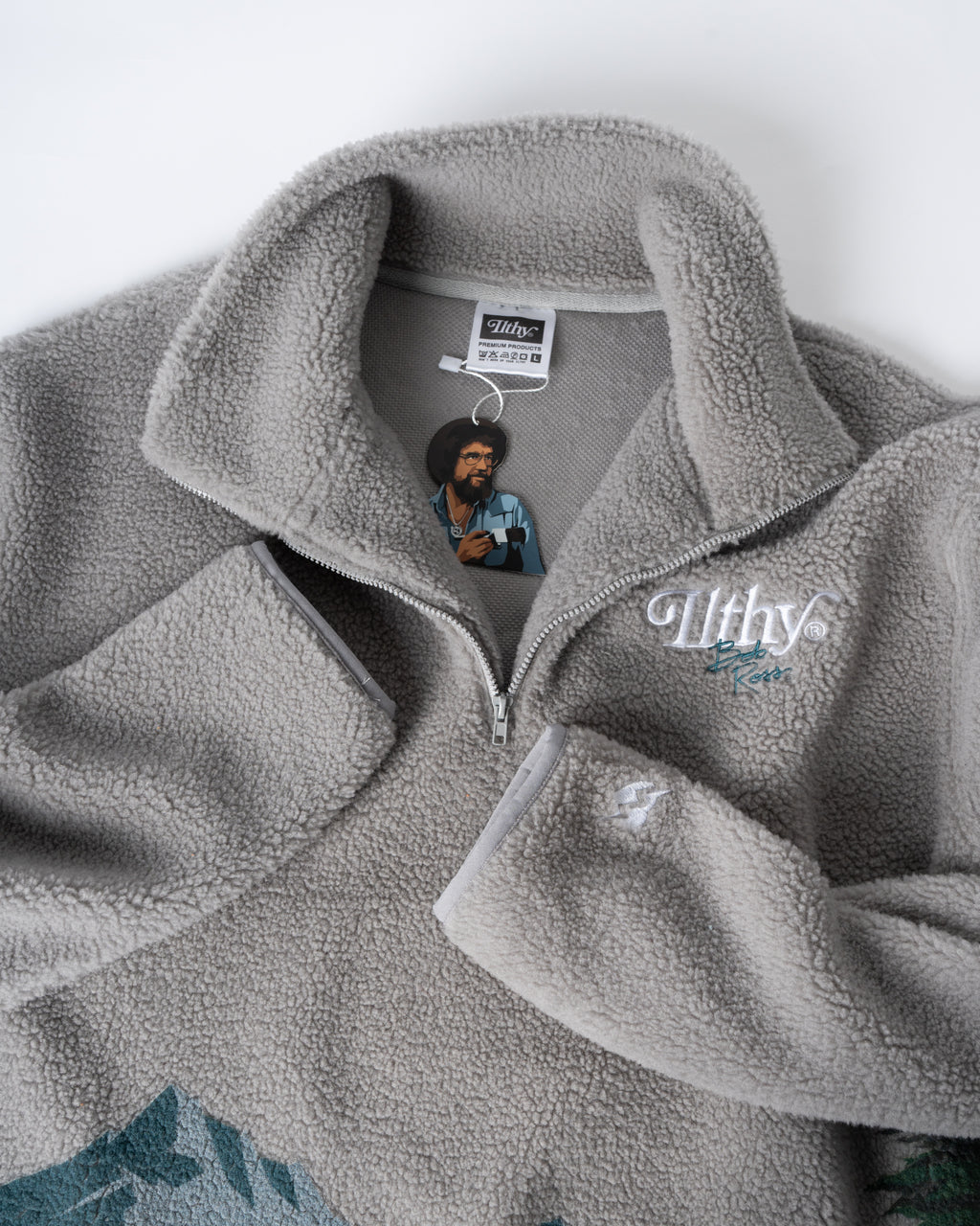 ILTHY® for Bob Ross Quarter Zip Sherpa Fleece (Gray)