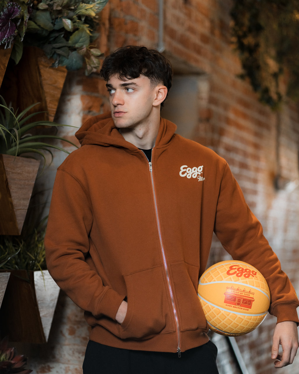 Eggo®  Waffle Zip Hoodie (Brown)