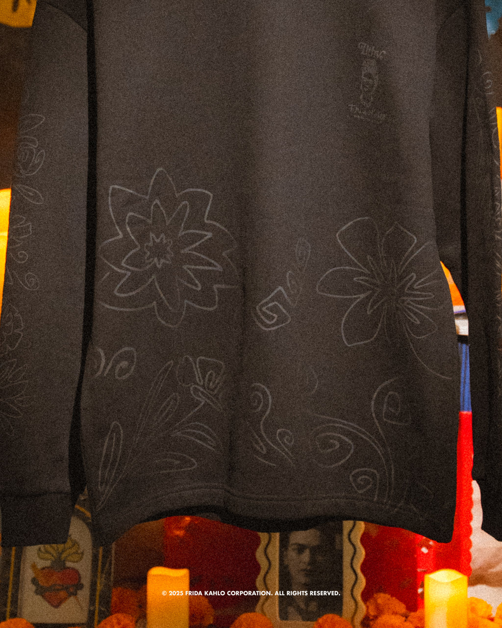 Frida Kahlo Floral Black Crewneck