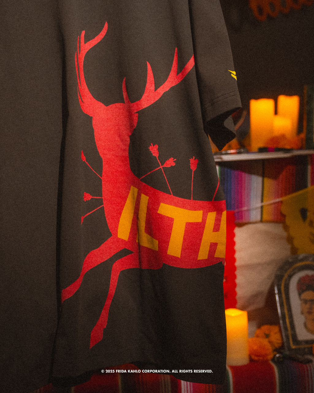 Frida Kahlo Wounded Deer Black T-Shirt