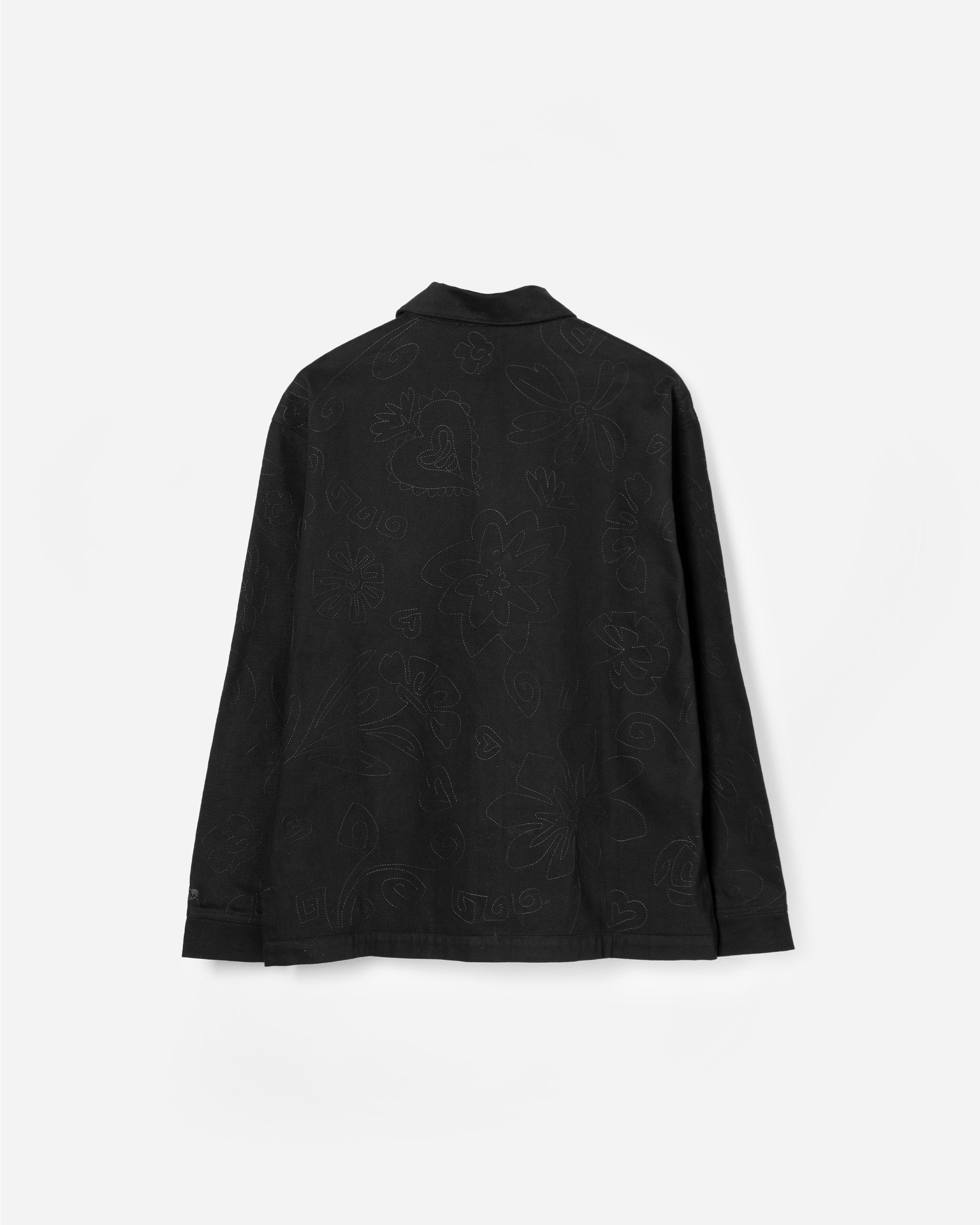 Friday Kahlo Artists Run the Streets™ Embroidered Floral Black Button Up Shirt (Pre-Order)