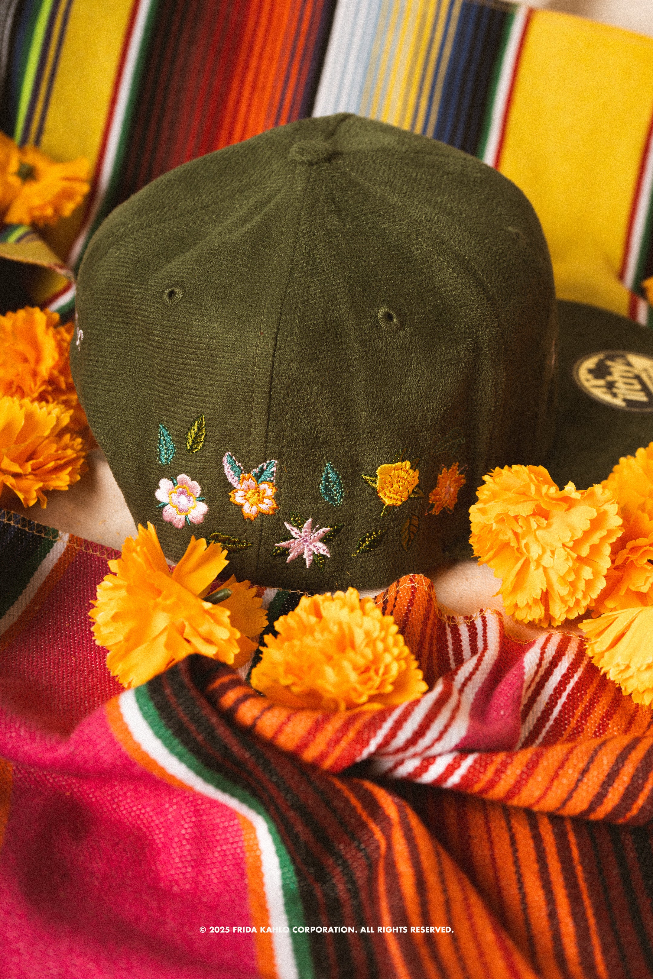 Frida Kahlo Floral Corduroy Cap