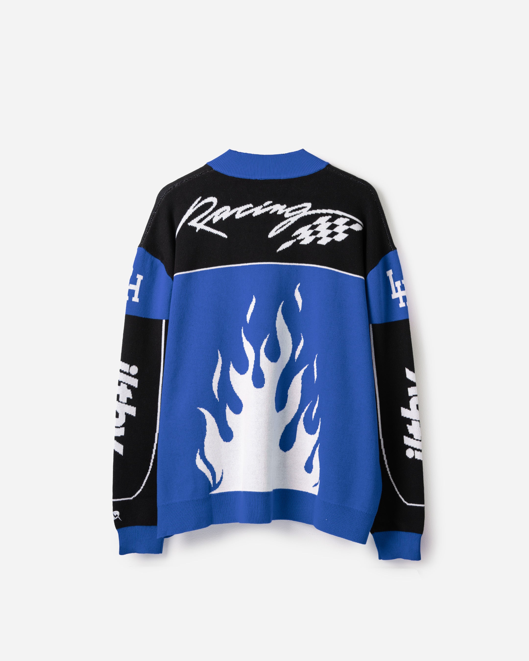 Jacquard Knit Race Jacket (Blue)