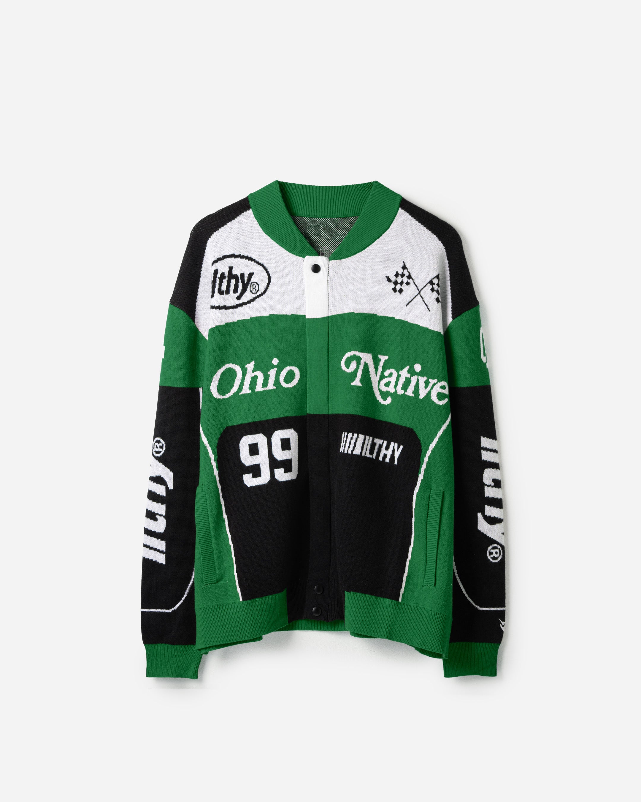 Jacquard Knit Race Jacket (Green)