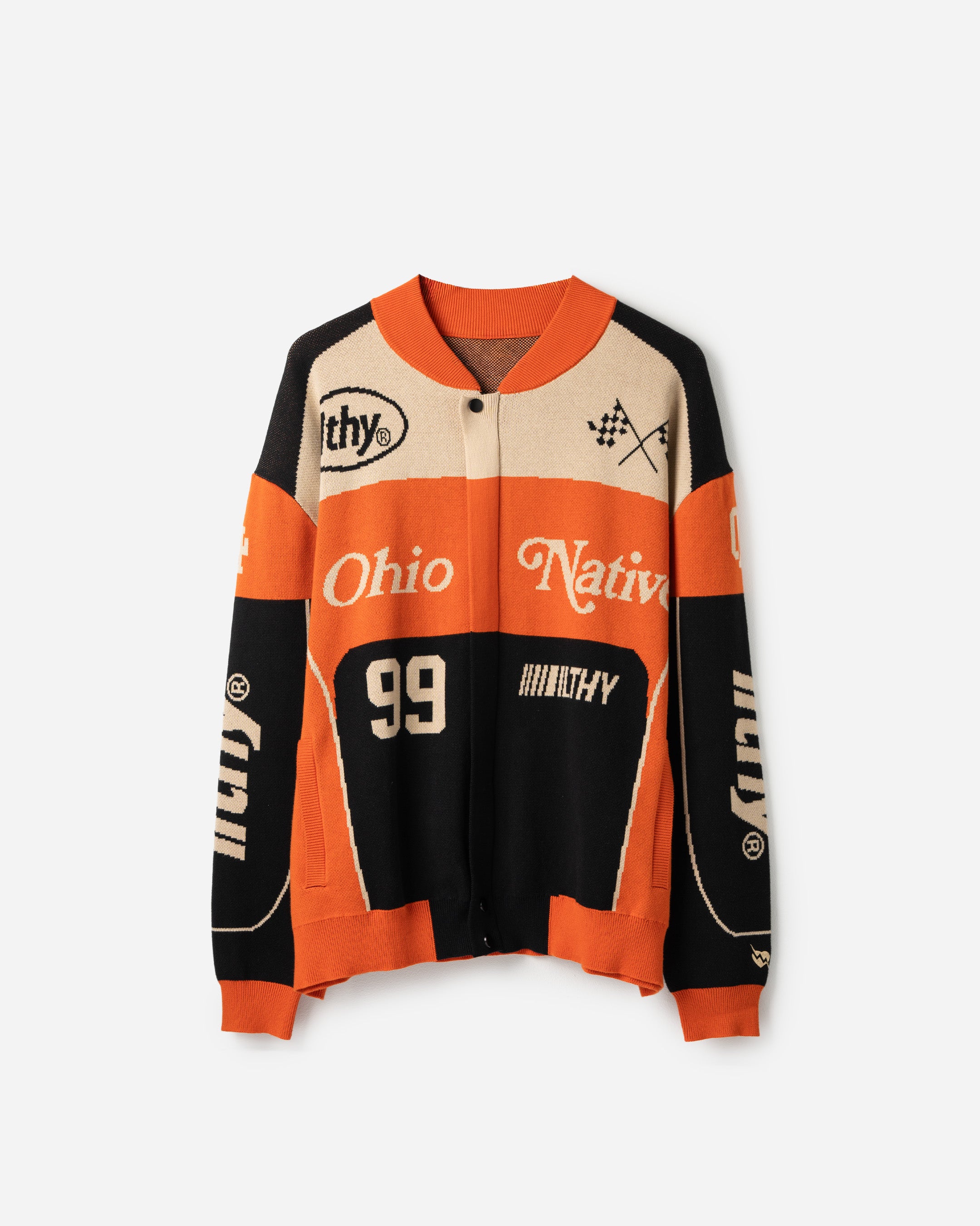 Jacquard Knit Race Jacket (Orange)