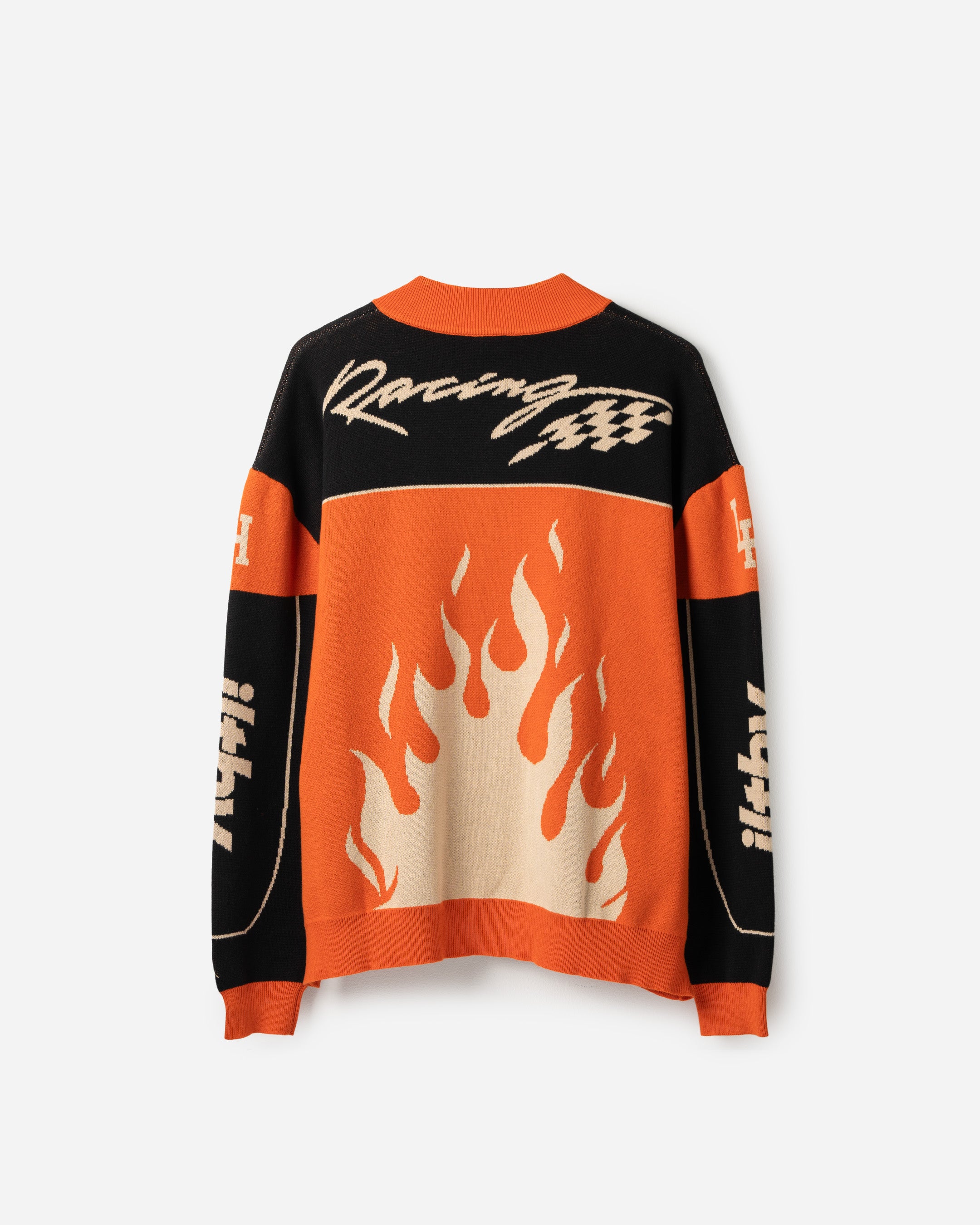 Jacquard Knit Race Jacket (Orange)