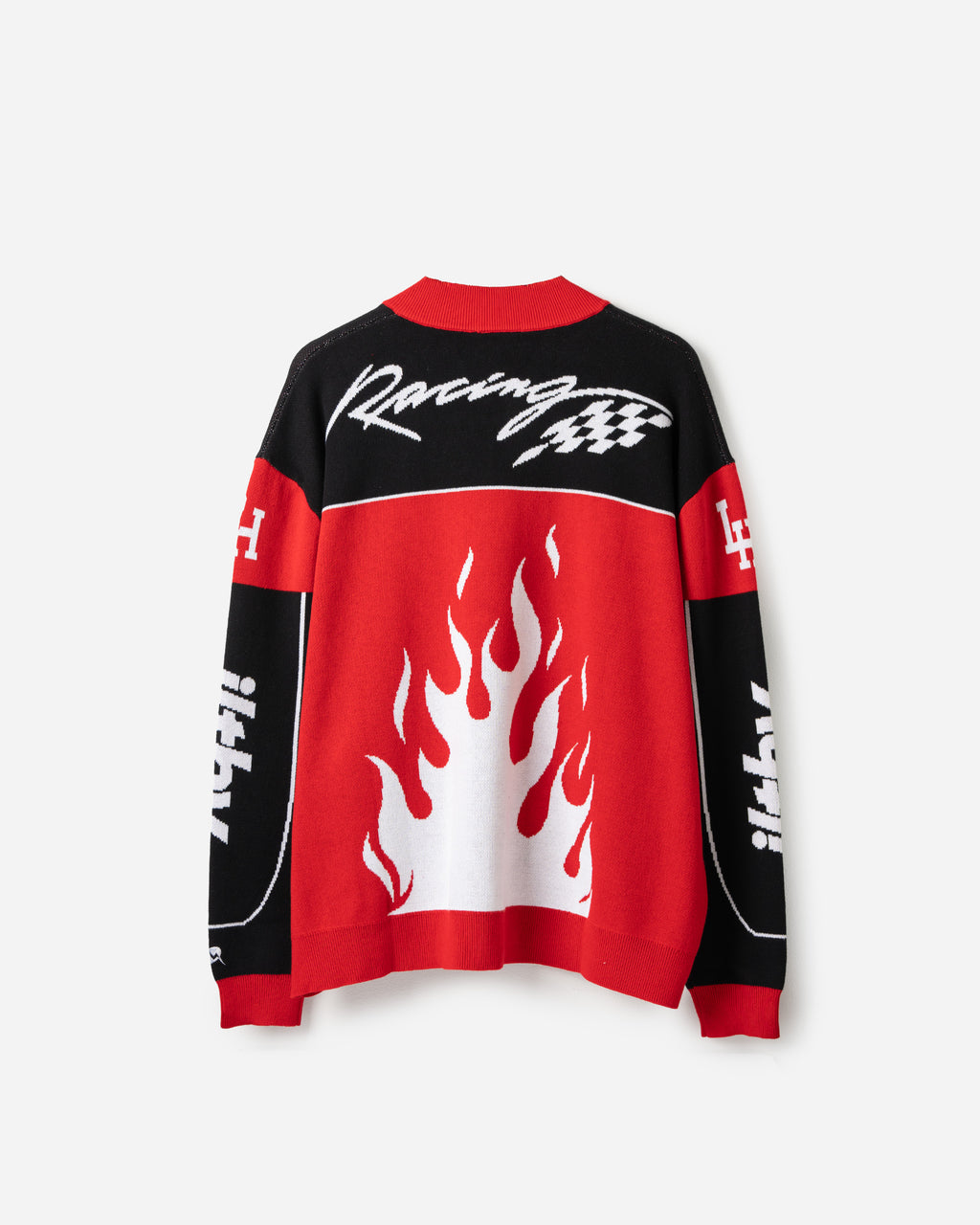 Jacquard Knit Race Jacket (Red)