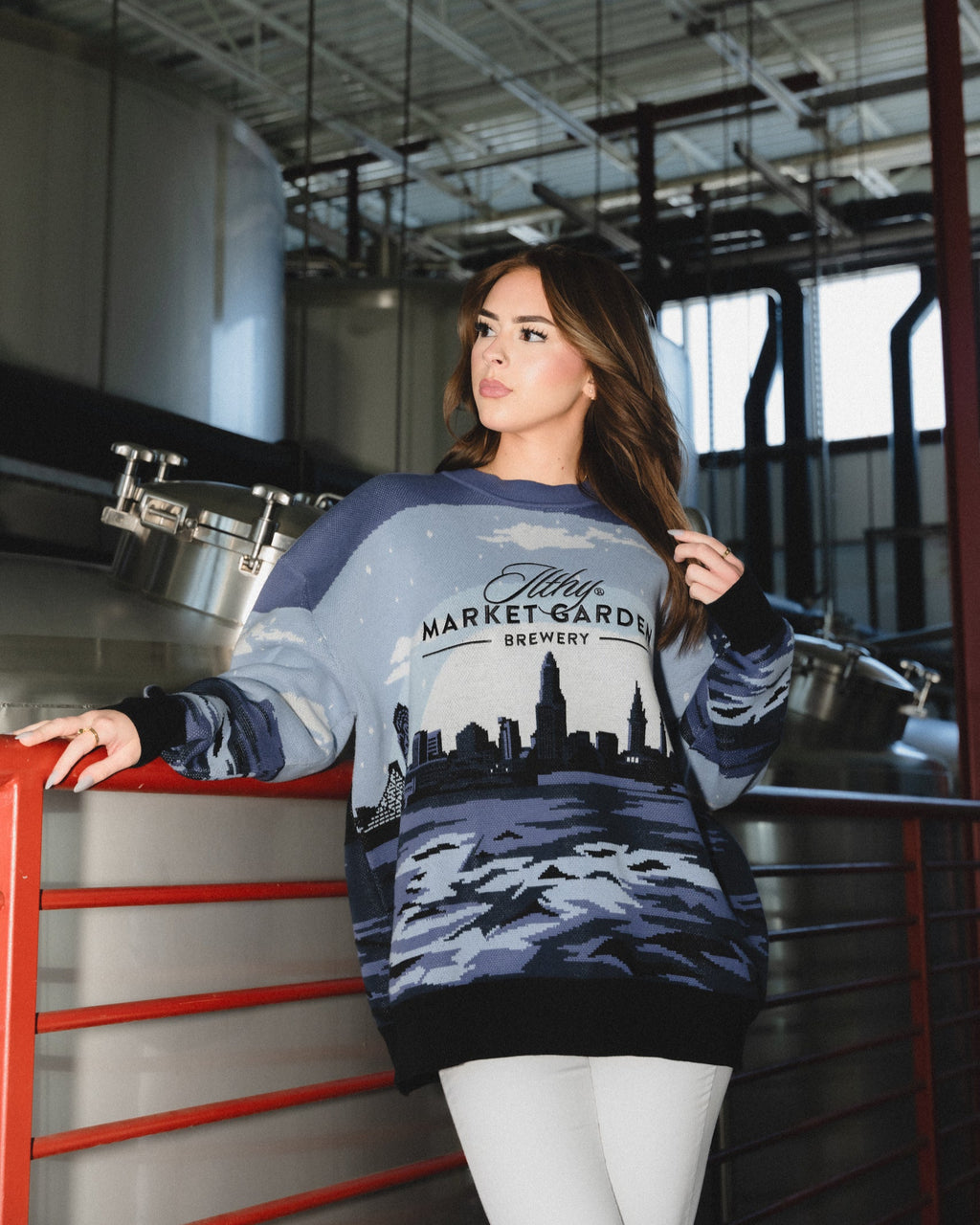 Market Garden Jacquard Knit Sweater (Blue)