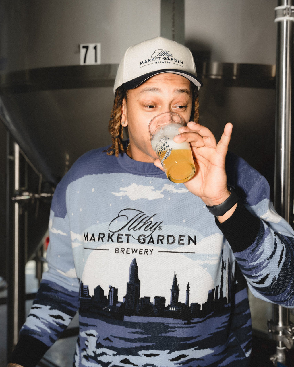 Market Garden Jacquard Knit Sweater (Blue)