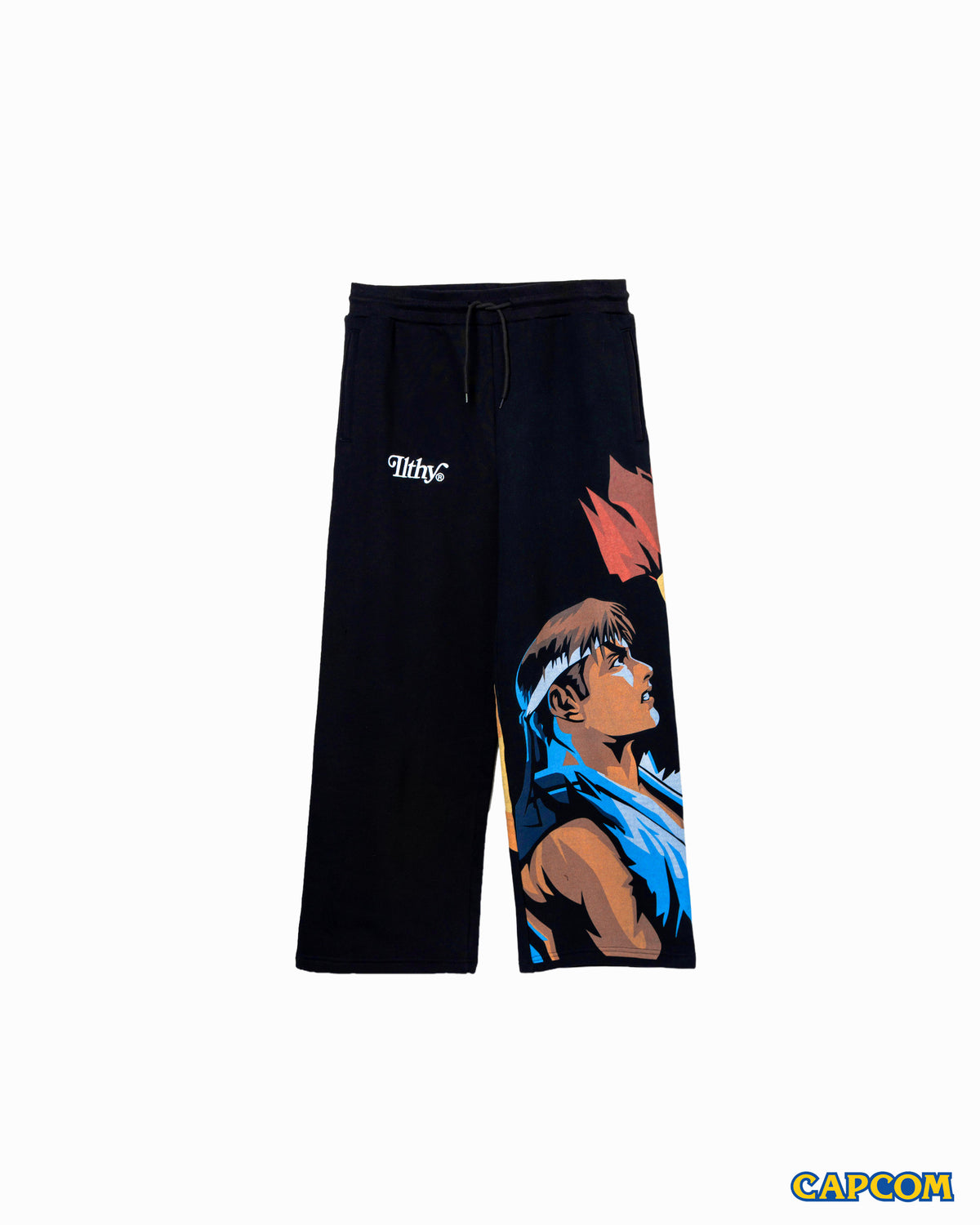 (PRE-ORDER) Street Fighter™ Wide Leg Sweatpants Ryu vs. Akuma (Black)