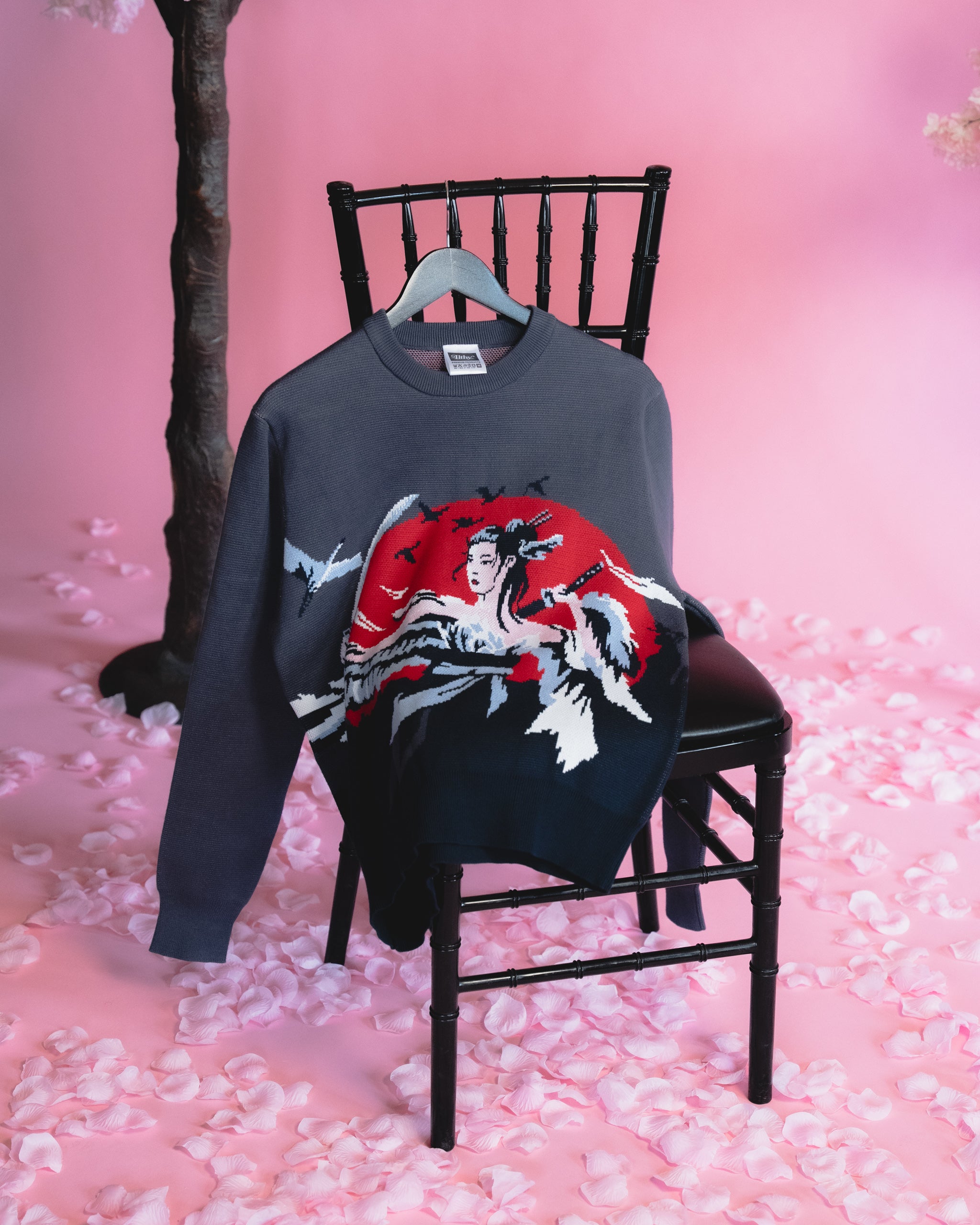 ILTHY® for Sora 天 Crane Wife Jacquard Knit Sweater (Purple)