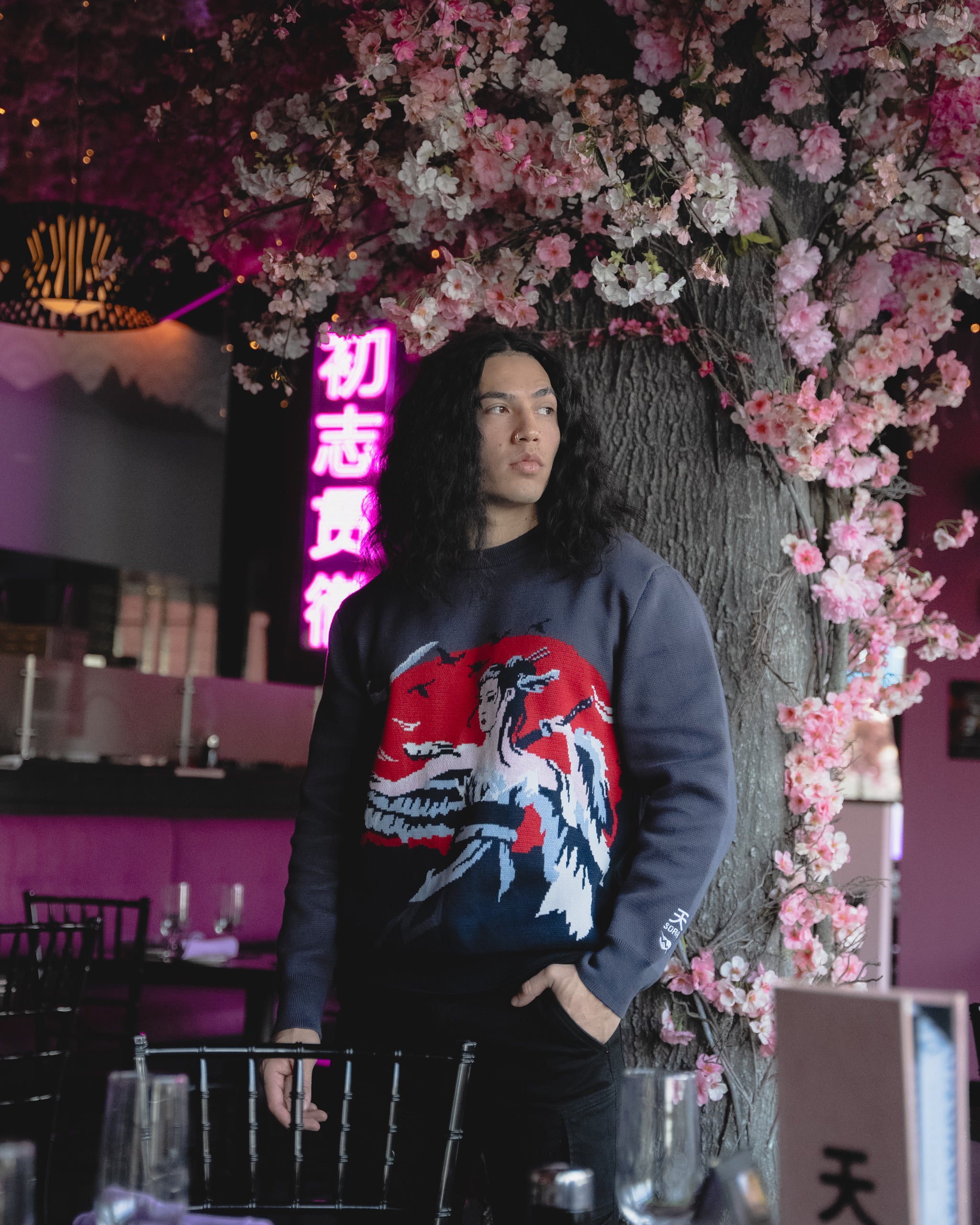 ILTHY® for Sora 天 Crane Wife Jacquard Knit Sweater (Purple)