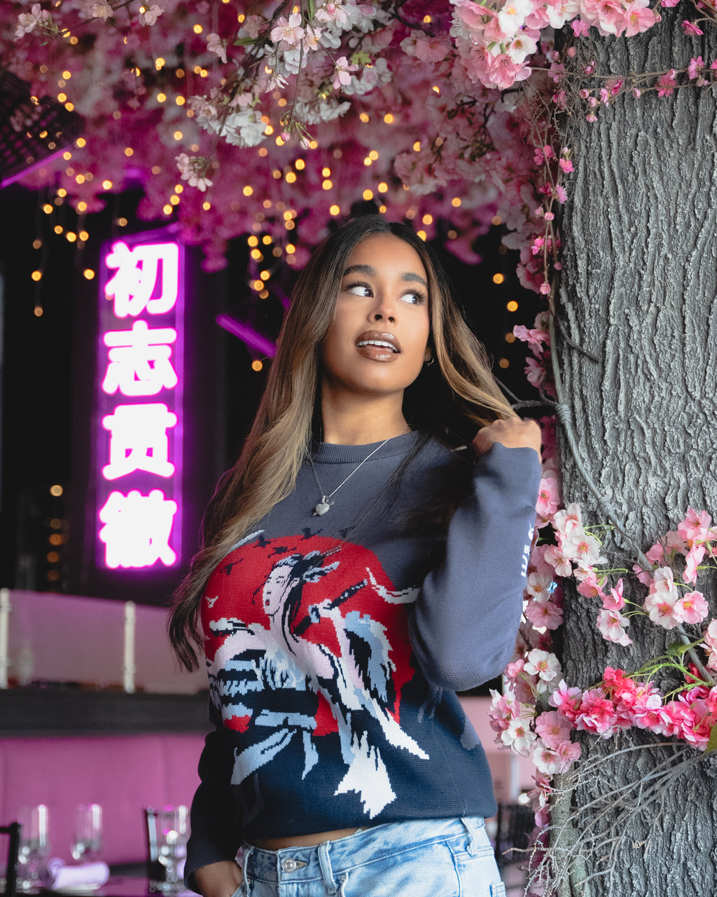 ILTHY® for Sora 天 Crane Wife Jacquard Knit Sweater (Purple)