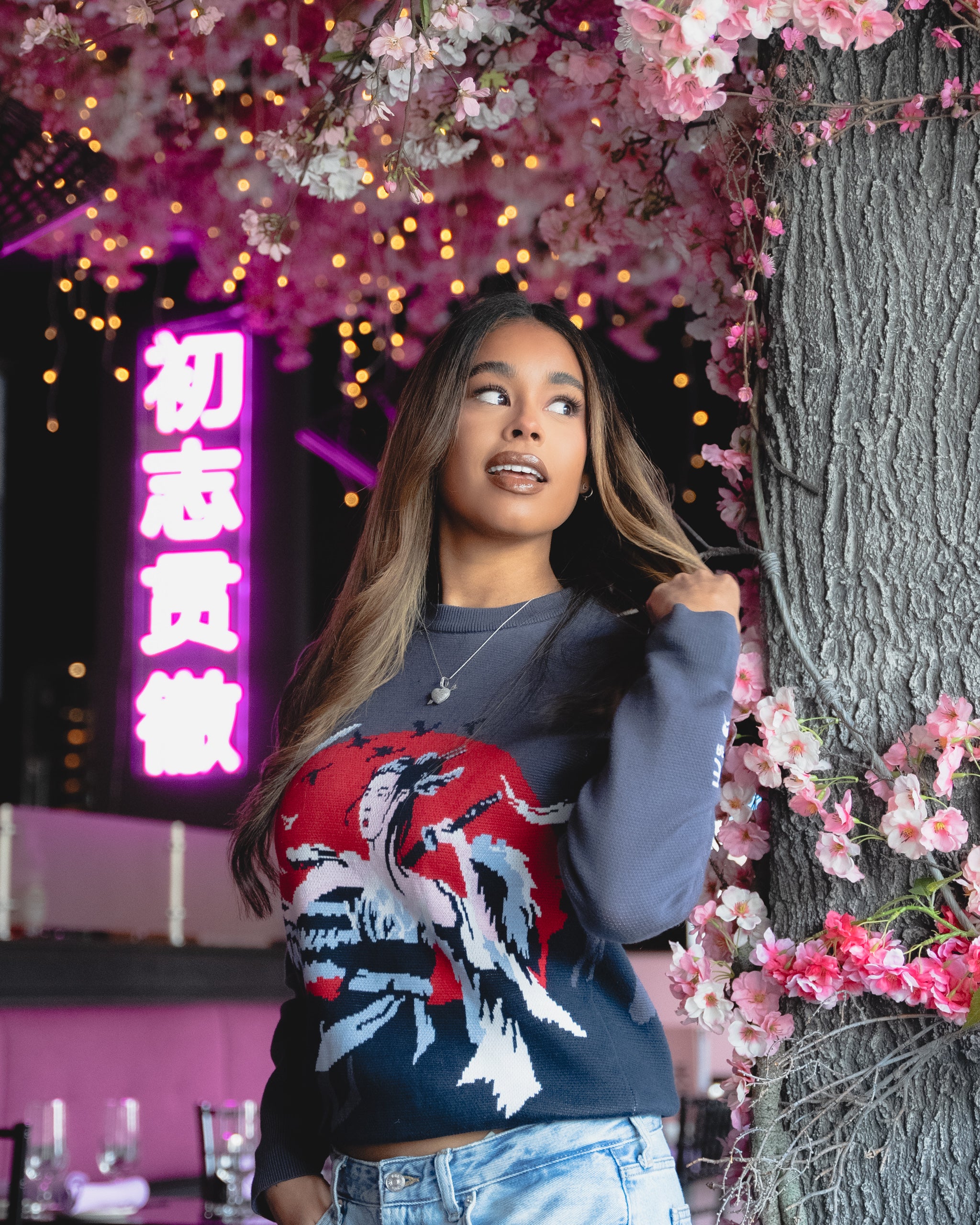 ILTHY® for Sora 天 Crane Wife Jacquard Knit Sweater (Purple)