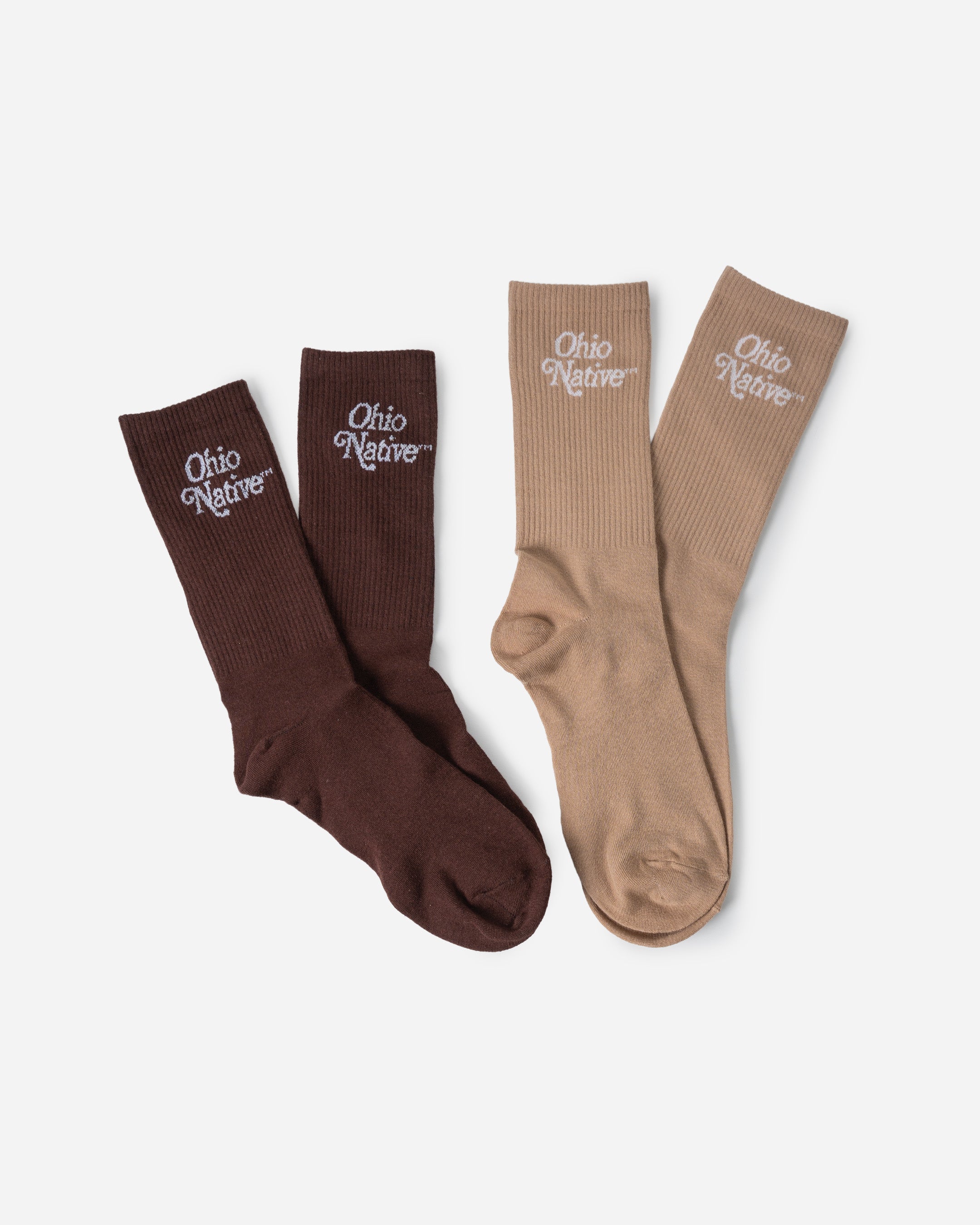 Ohio Native™ 2-Pack Crew Socks (Brown and Beige)