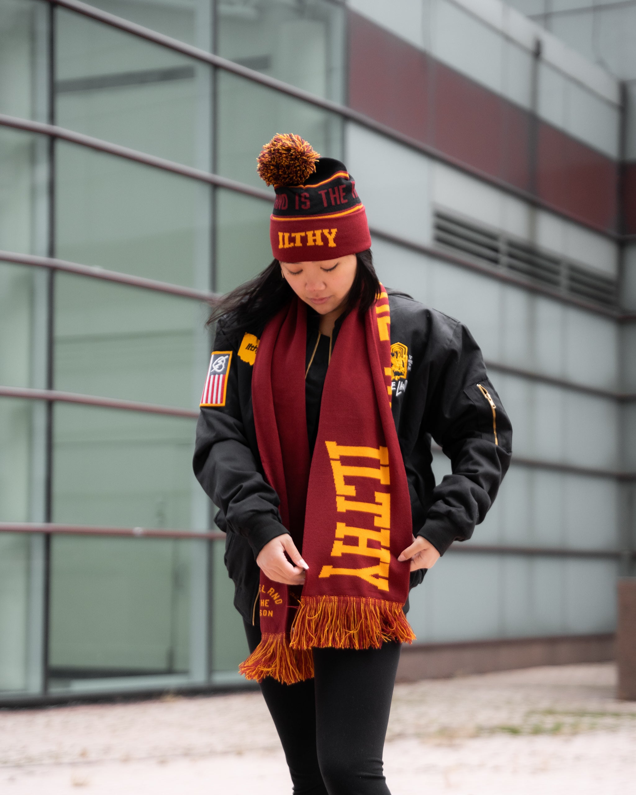 Cleveland is the Reason™ Premium Knitted Scarf (Maroon)